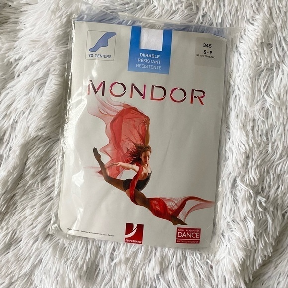 MONDOR NWT Durable Nylon Footed Dance Tights 70 Deniers White - Picture 2 of 8